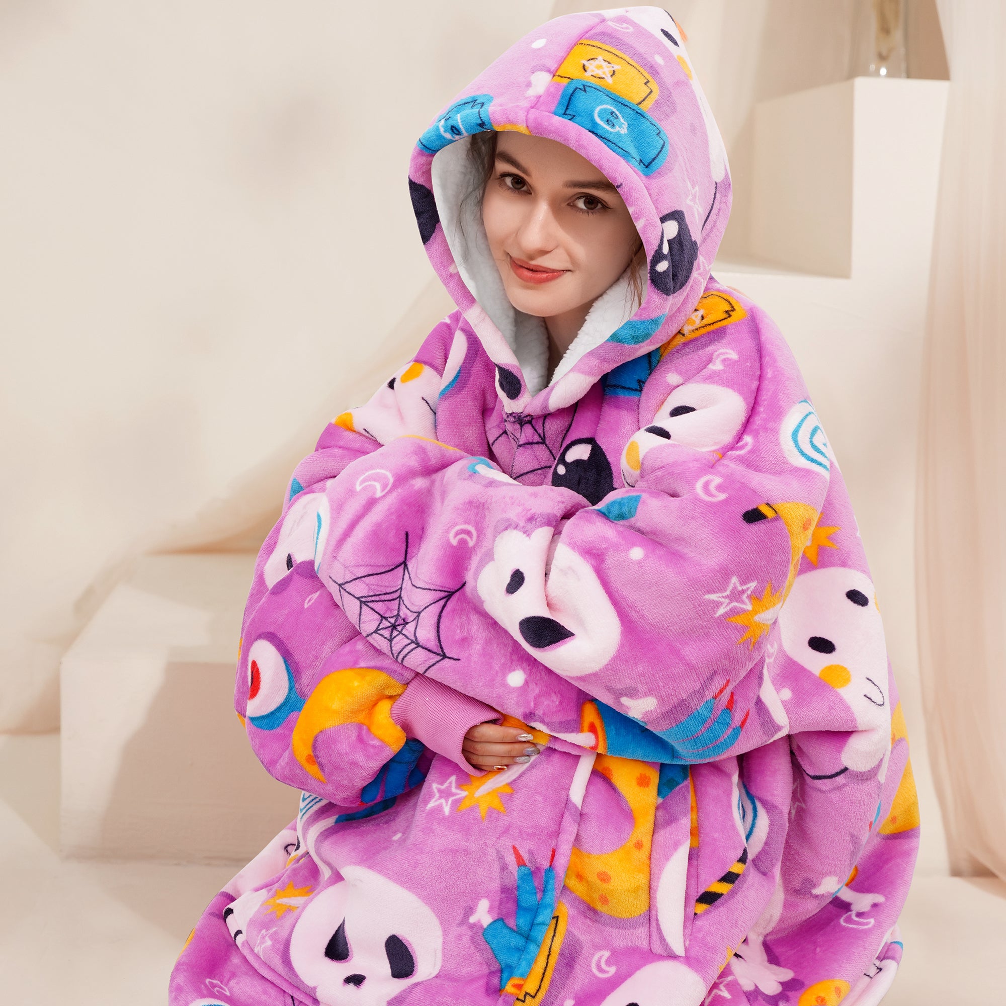 Purple Ghost Blanket Hoodie - NARECTE